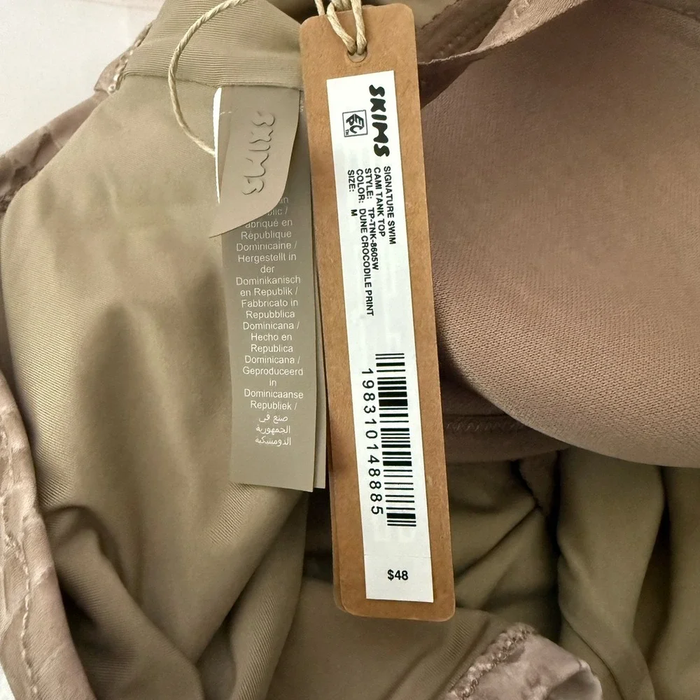 NWT SKIMS Signature SWIM Cami Tank Top Dune Crocodile Print SIZE M